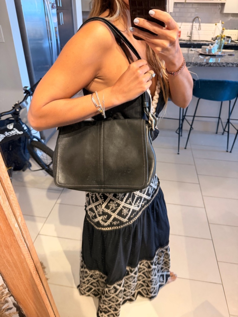 Vintage 90s Classic Coach Hampton Black Leather Shoulder Bag - Picture 12 of 12